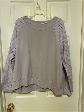 GAP Lavender Eyelet-Sleeve Sweatshirt